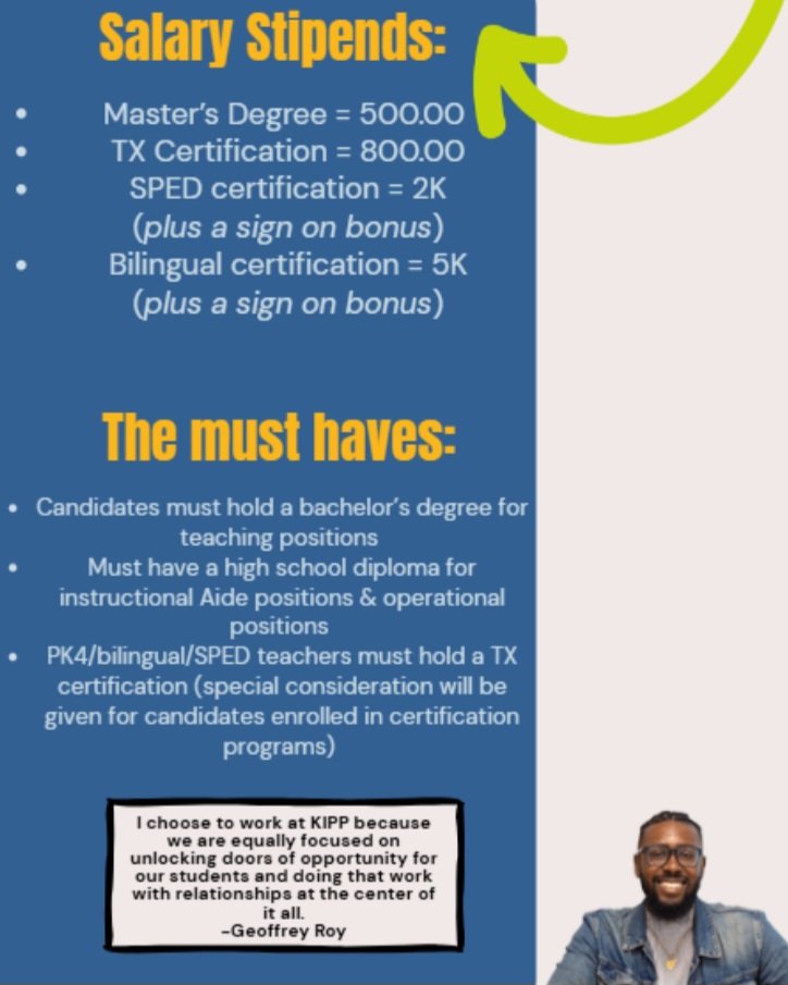 Come join us for our KIPP TEXAS Job Fair on June 9th, 4:30-6:30 at the East End Campus