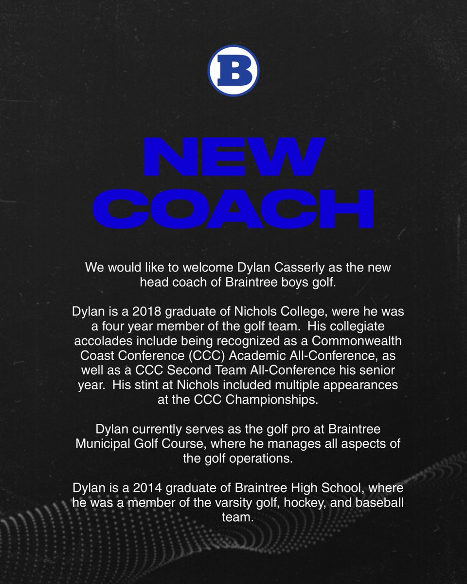 New Coach Alert 🚨

Please welcome Dylan Casserly, BHS Class of 2014, as our new Boys golf coach ⛳️
