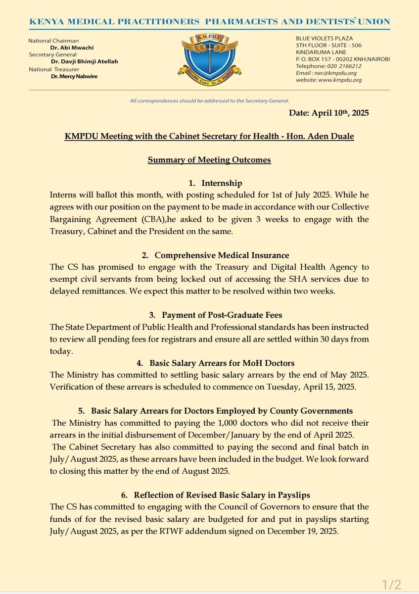 <a href="/citizentvkenya/">Citizen TV Kenya</a> The Ps <a href="/fnoluga/">Dr. Ouma Oluga, OGW</a> lied to the whole nation that we don't have any UHC doctors but who are these ones? 

Just be kind by treating others with good will.We also have families to take care of &amp; be empowered career wise. Do what is right to us and grant us PNP n gratuity. <a href="/NAssemblyKE/">National Assembly KE</a>