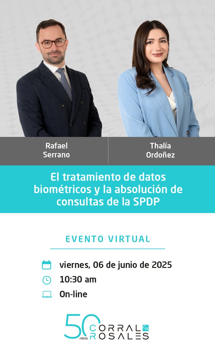 🔐 ¿Cómo manejar datos biométricos de forma responsable?

Únete a nuestro webinar  donde analizaremos criterios legales, retos prácticos y pronunciamientos clave de la SPDP.

📅 viernes, 6 de junio
⏰ 10:30 AM 
💻 Online

Regístrate aquí 👉 events.teams.microsoft.com/event/d183b24f…