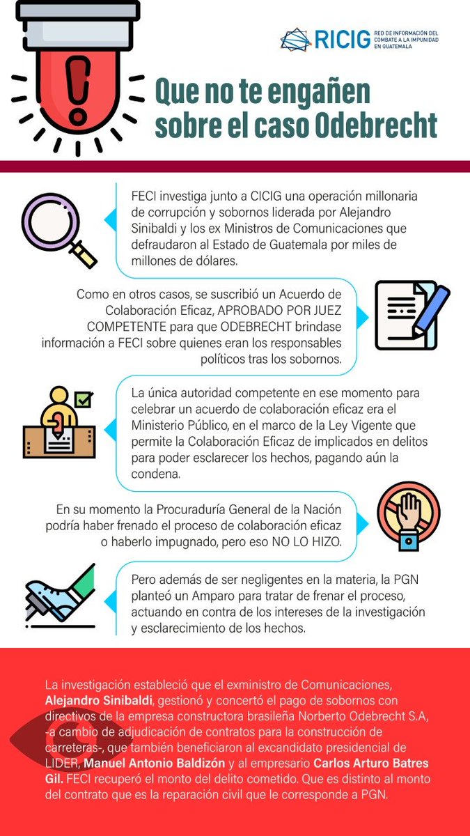 ⚠️ Que no te engañen sobre el #CasoOdebrecht 🚨

Fue la CICIG y la FECI de Juan Francisco Sandoval quienes desmantelaron la red de sobornos entre Odebrecht, Alejandro Sinibaldi y Manuel Baldizón 🕵🏻‍♂️💰 Una mafia que drenó millones del Estado para enriquecerse y financiar campañas