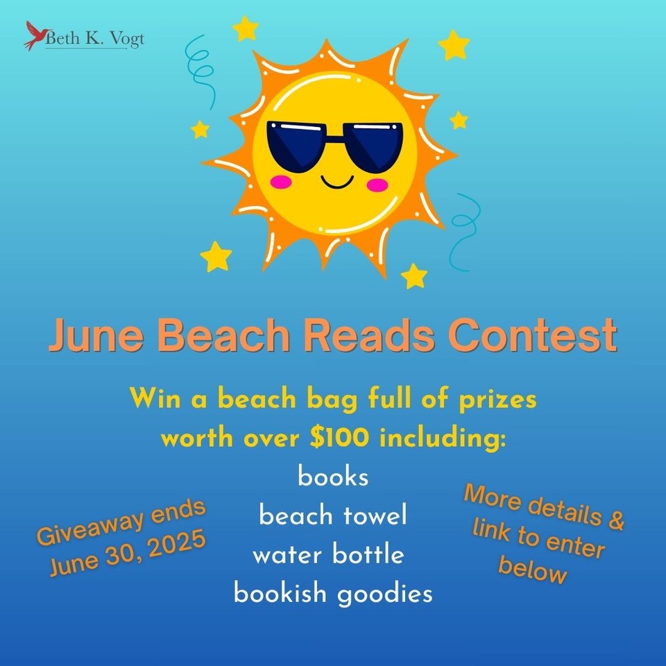 There's still time to enter the JUNE BEACH READS GIVEAWAY by @bethkvogt! You could win a beach bag filled with novels and bookish prizes worth over $100, including new releases by Rachel Hauck and Jill Lynn, and two of Beth’s novels. Enter here by 6/30/25: bethvogt.com/june-beach-rea…