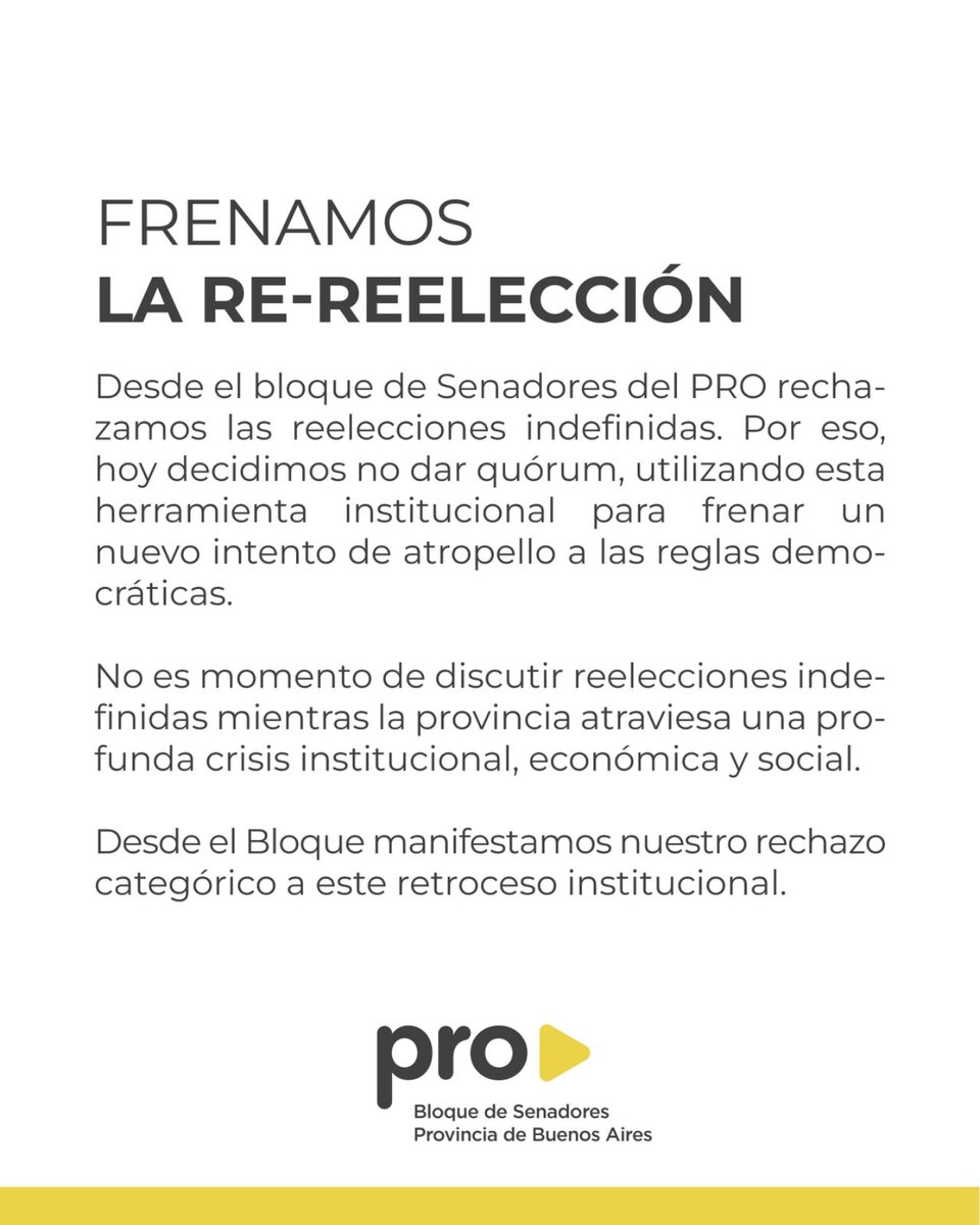 Gracias a la firmeza y el trabajo coordinado de los bloques del PRO, La Libertad Avanza y la UCR, frenamos un nuevo intento del oficialismo de debilitar las reglas de la democracia .
La alternancia es un principio fundamental: no se negocia