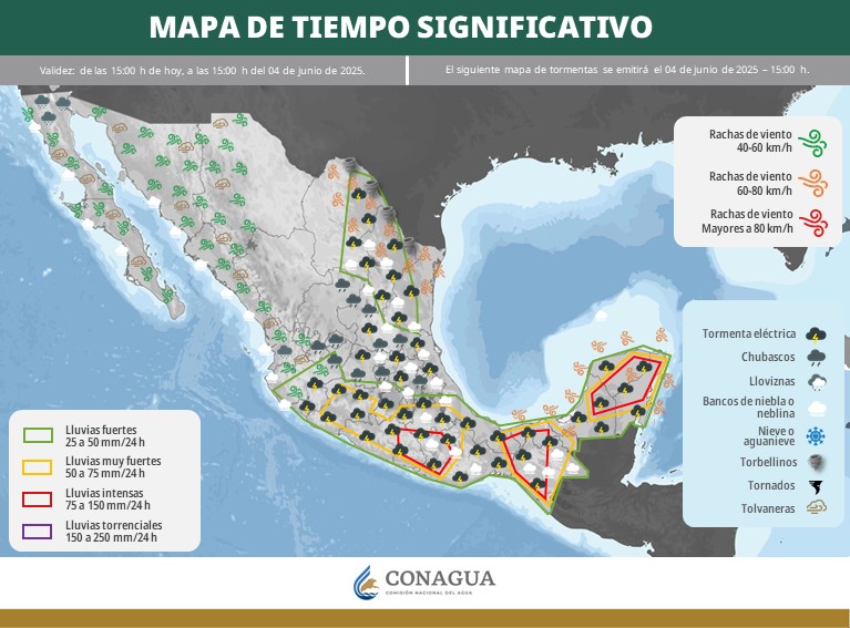 #ReporteAF Pronóstico del Servicio Meteorológico Nacional: En las siguientes 24 h se esperan #Lluvias fuertes a intensas en la #PenínsulaDeYucatán, #Guerrero, #Oaxaca, #Chiapas, #Veracruz y #Tabasco; fuertes a muy fuertes en #Puebla, #Morelos, #EdoMéx y #Michoacán, y fuertes en