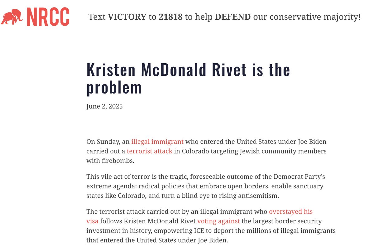 You know makes Jews feel even less secure?   

👉Trump's egregious omission of any reference to antisemitism or Jews when commenting on CO;  

👉These depraved NRCC claims about the attack, falsely identifying 20 Democrats as "the problem."

Vile.

nrcc.org/category/blog/