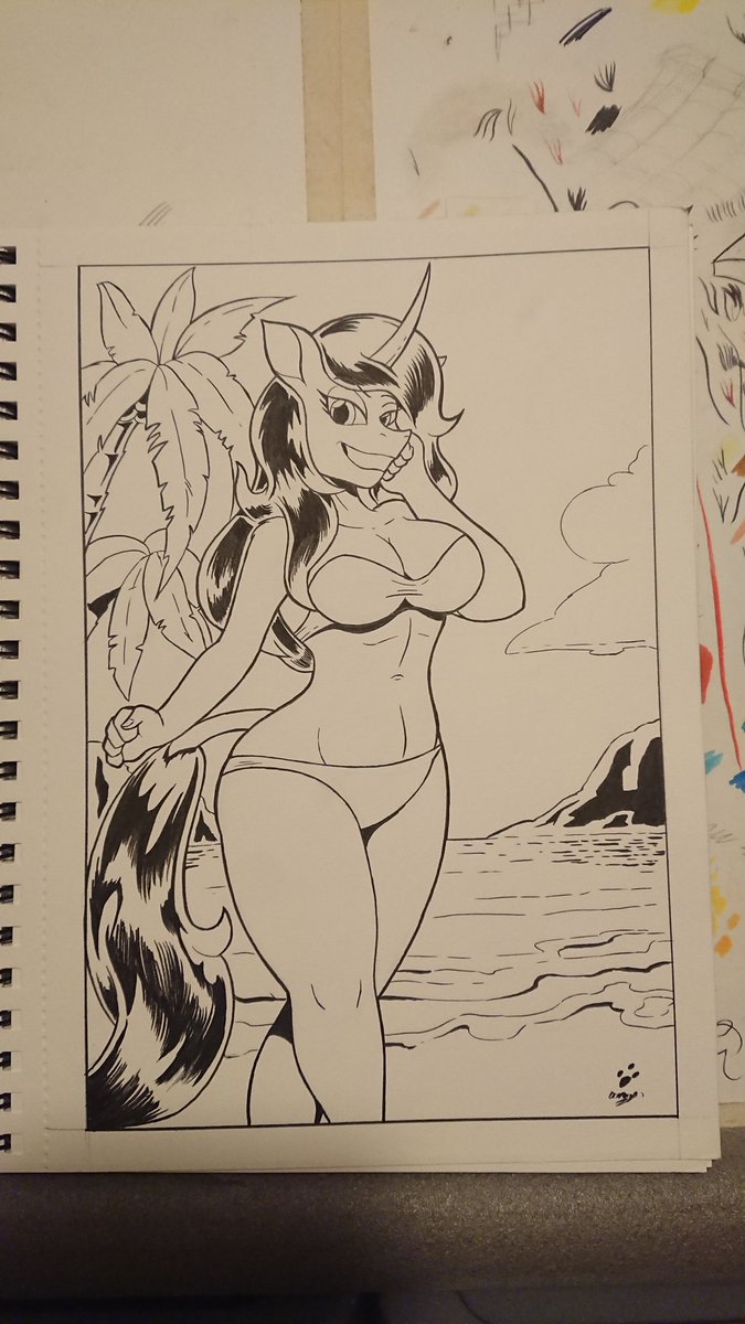DuragantheLion's tweet image. With summer well underway, let's start with some new ink work with the lovely champion of the woodlands hers, Oleander at the beach.
#themsfightinherds
#fanart
#inking