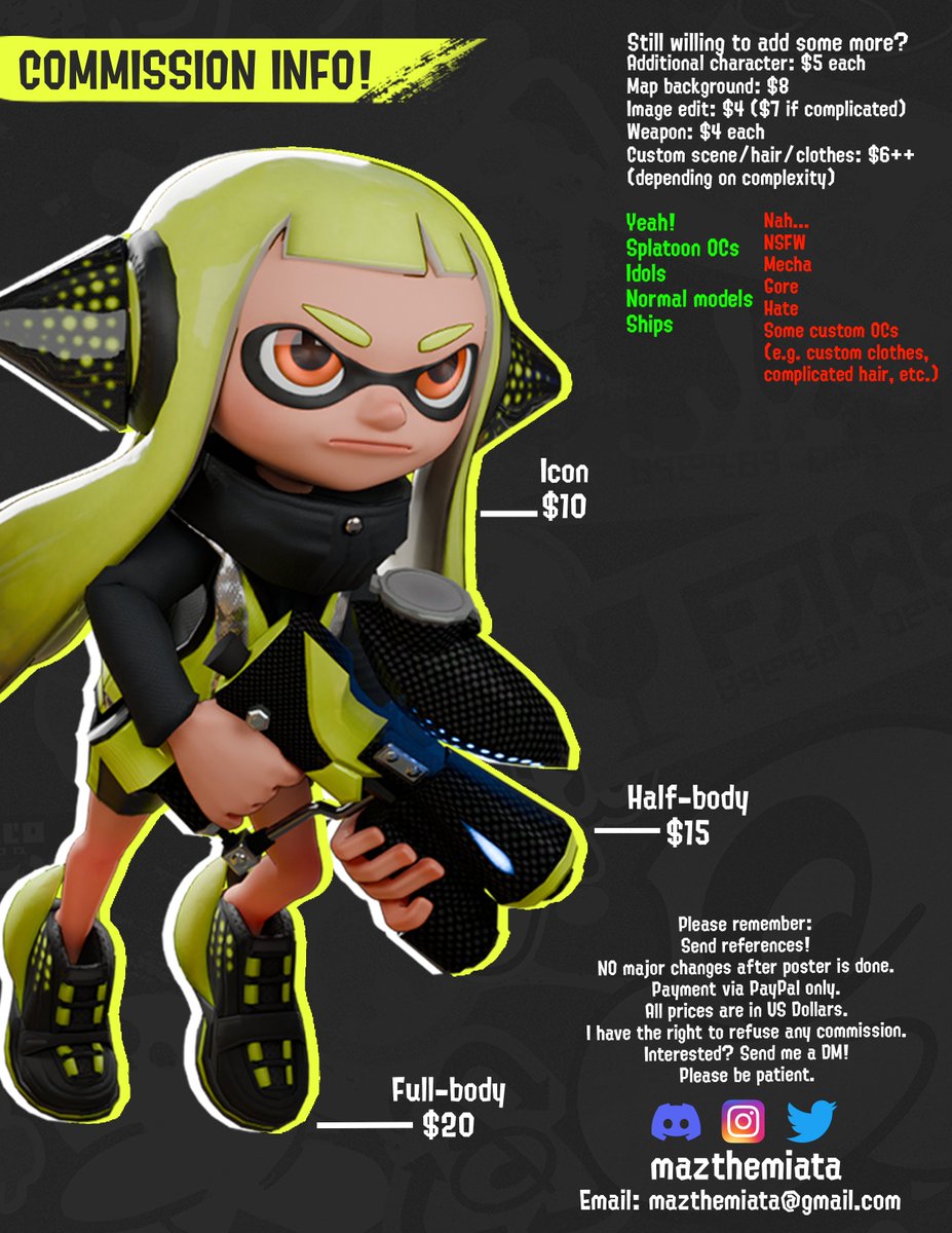 mazthemiata's tweet image. BLENDER C0MMISSIONS ARE OPEN!
saving money to help repair my computer screen rn!!! Reposts and engagements highly appreciated!!!
#blender3d #splatoon #commissions #splatoon3