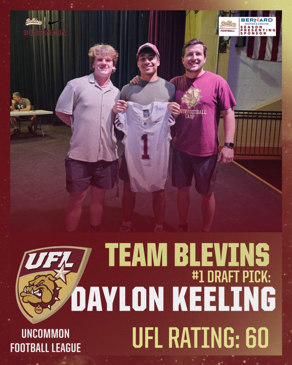 Team Blevins with the FIRST PICK IN THE 2025 UFL DRAFT is Senior WR/DB Daylon Keeling!