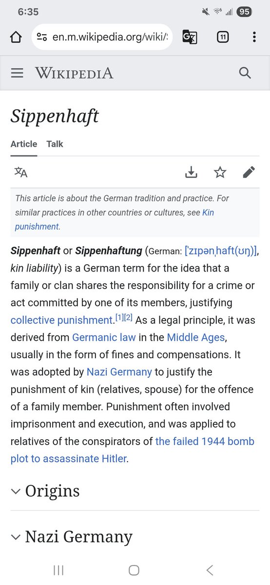 Sippenhaft, family liability for crimes. A concept developed by Nazi Germany.