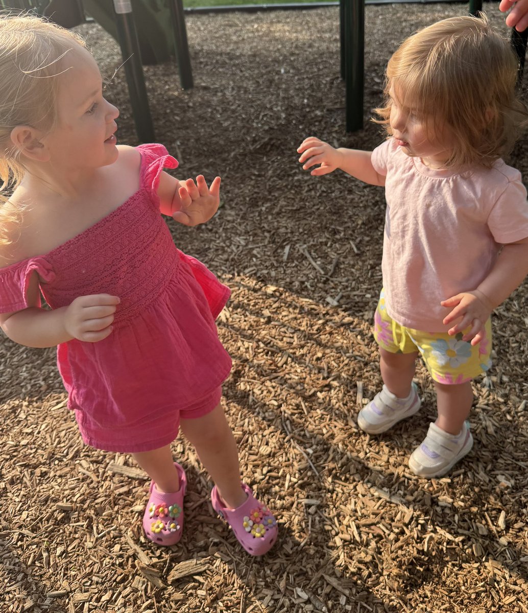 Lyla &amp; Jane getting to spend some quality time together at the park today while their Dads talk hoops gearing up for the summer! 🏀 <a href="/CoachSteveHand/">Steve Hand</a>