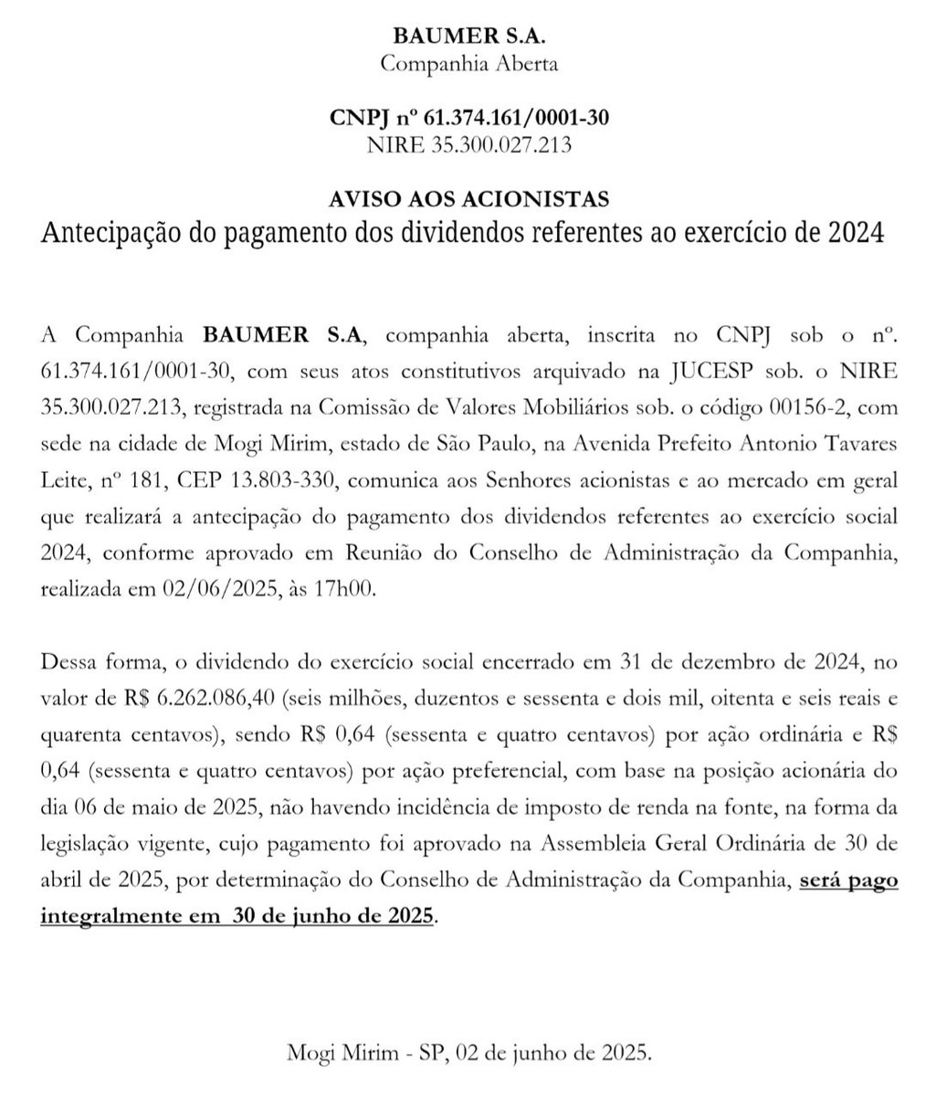 InvestCaps's tweet photo. #balm3 #balm4
A companhia acaba de anunciar a antecipação do pagamento dos dividendos. Antes dividido em três parcelas, o valor agora será pago integralmente ainda neste mês. https://t.co/B0KmEA5oY9