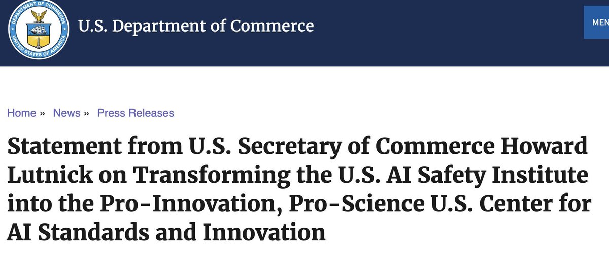 YusufSMahmood's tweet image. This announcement was a huge win.

The Center for AI Standards and Innovation (CAISI) will focus on national security, rather than bias/equity.

In other words: this administration is thinking seriously about AI's national security implications. 

Some highlights: