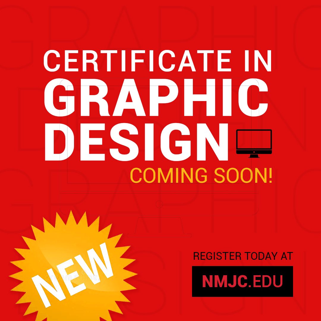 Apply now at NMJC for the latest Graphic Design courses!! Registration is now open for Fall 2025. 

#NMJC #NMJCSuccessThroughLearning #NewMexicoJuniorCollege #FeelTheThunder