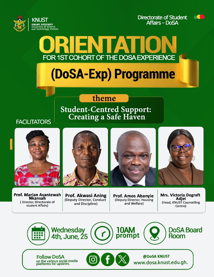 DoSA_KNUST's tweet image. Student-Centred Support: Creating a Safe Haven.
Ready to Serve...
@knust_src @KNUSTGH @GRASAGKNUST @Thevokofficial @KNUST_Live