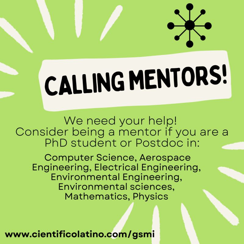 We need your help! Support the next generation of STEM by becoming a #CLGSMI mentor 🩷

Learn more and apply here: cientificolatino.com/gsmi