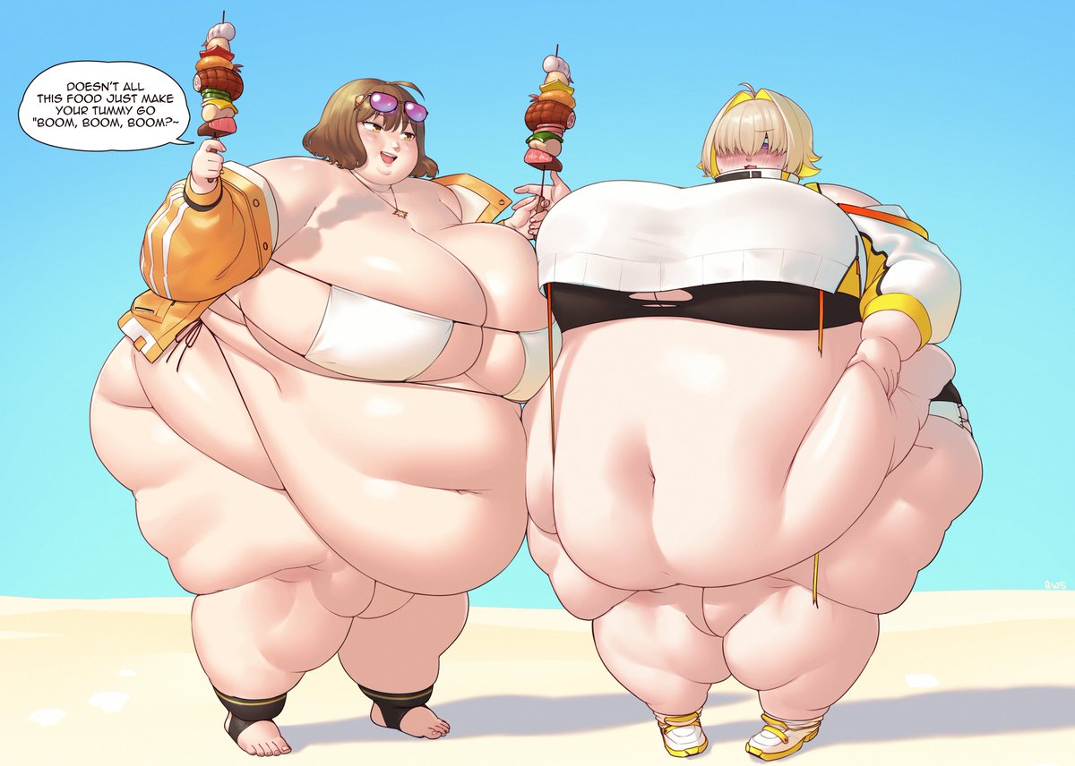 I think they may have played too many rounds of the BBQ Master minigame...

Here’s a commission of Anis and Elegg from the gacha game, Nikke. It was made for my patron, Prairie!