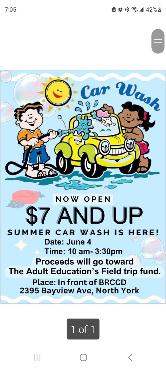 The Adult Education Program is hosting a fundraising #carwash TOMORROW- Wednesday, June 4th at BRCCED #Toronto from 10 to 3:30 pm. Proceeds to support AEP field trips and community engagement.