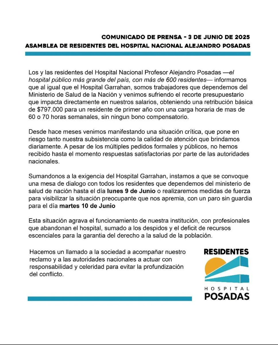 Encendieron la chispa. Ahora los residentes del Posadas reclaman por sus salarios de mierda. Y esto recién empieza.
