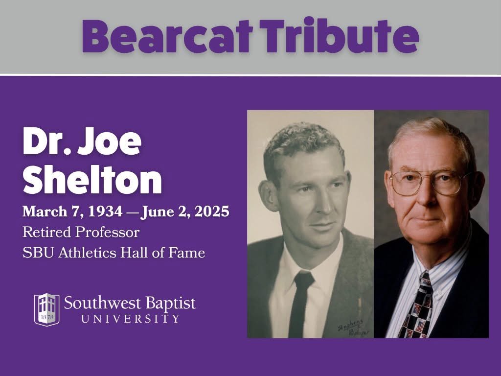 LeonCWirth's tweet image. Southwest Baptist University is saddened to announce the passing of Dr. Joe Shelton '58, a cherished professor, mentor, Life Beautiful recipient, and Bearcat Hall of Fame inductee, who died on Monday, June 2, 2025. 

sbuniv.edu/news-events/20…