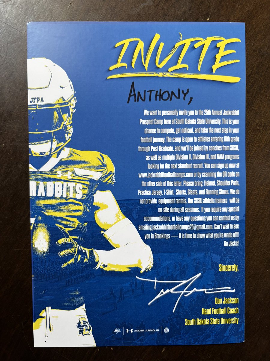 Anthony Patron (@anthonypatron0) on Twitter photo Thank you <a href="/GoJacksFB/">SDSU Football</a> for the invite to the prospect camp! Can’t wait to be there and compete. <a href="/CoachDtjackson/">Dan Jackson</a> <a href="/CoachLoganMcc/">Logan Mc Cormick</a> <a href="/Coach_Benedetto/">Vince Benedetto</a> Thank you <a href="/GoJacksFB/">SDSU Football</a> for the invite to the prospect camp! Can’t wait to be there and compete. <a href="/CoachDtjackson/">Dan Jackson</a> <a href="/CoachLoganMcc/">Logan Mc Cormick</a> <a href="/Coach_Benedetto/">Vince Benedetto</a>