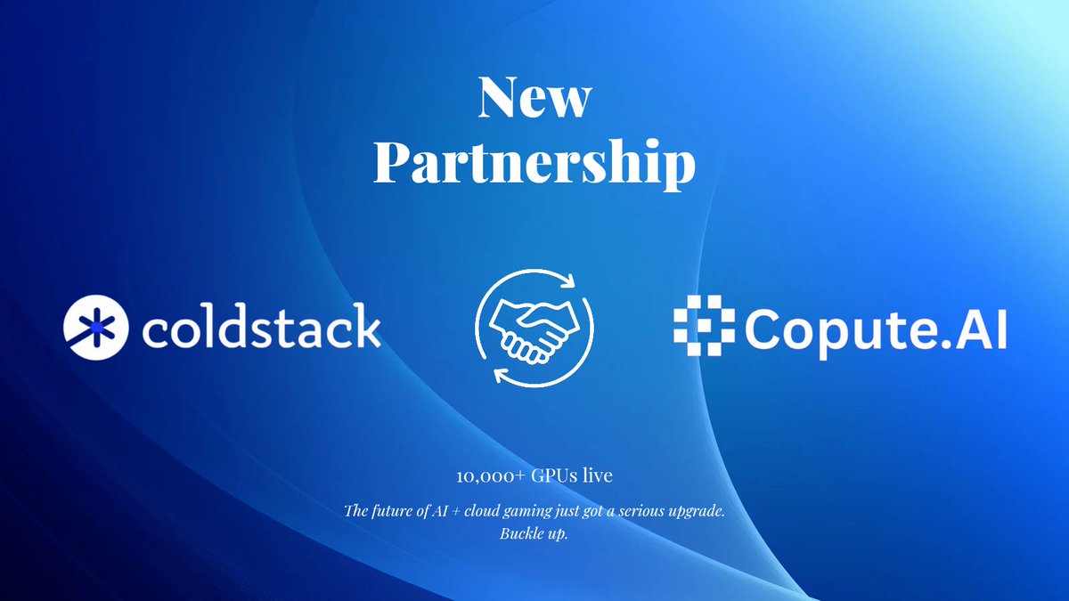 Hassan11269's tweet image. 1/ new partnership❄
@coldstack_io and @CoputeAi
New Era of Ai & cloud gaming has begun 🔥
Let's dive into the details
A thread 🧵
1/5👇
#ColdStack #DeFi #DePin #NFTs #Blockchain #DecentralizedStorage