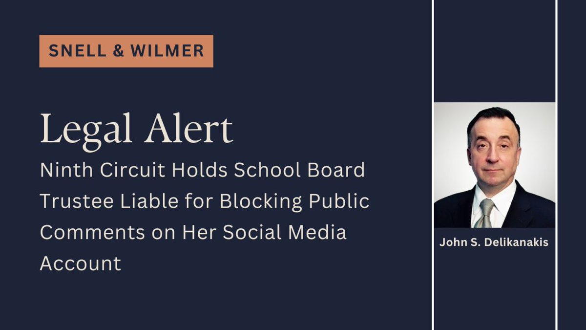Recently, the Ninth Circuit had the opportunity to apply the U.S. Supreme Court’s test laid out in Lindke v. Freed (March 2024) to determine whether a public official’s use of social media is state action subject to First Amendment liability claims.

bit.ly/4dPocjl