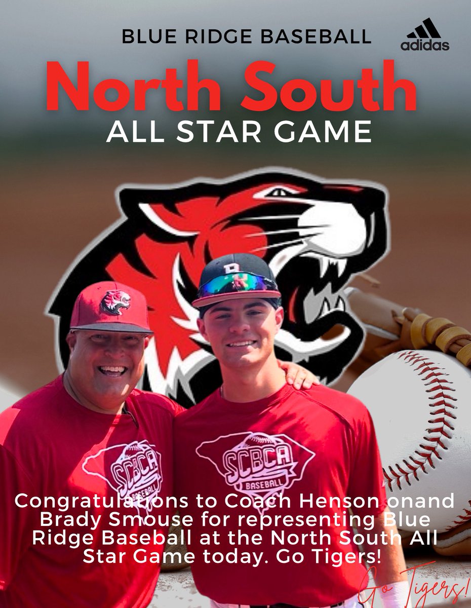 Blue Ridge High School (@brhstigers) on Twitter photo Proud of Coach Henson and Brady Smouse for representing Blue Ridge and BR Baseball well today at the SCBCA in the North/South All Star game! #HearUsROAR Go Tigers! <a href="/AshleyCWardlaw/">Ashley C. Wardlaw</a> Proud of Coach Henson and Brady Smouse for representing Blue Ridge and BR Baseball well today at the SCBCA in the North/South All Star game! #HearUsROAR Go Tigers! <a href="/AshleyCWardlaw/">Ashley C. Wardlaw</a>