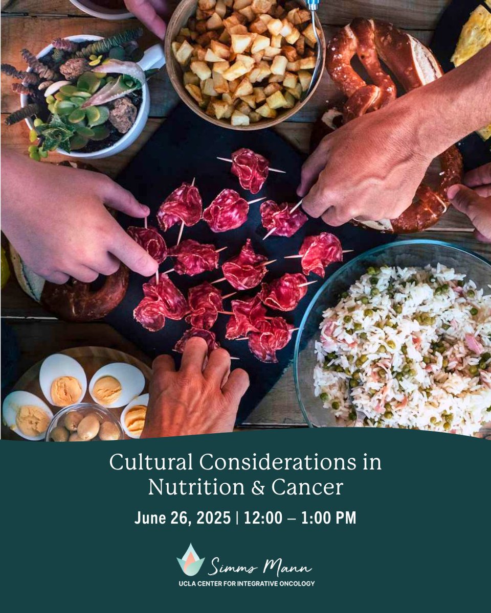 Simms/Mann UCLA Center for Integrative Oncology (@simmsmannucla) on Twitter photo đź“… 2 free webinars this June from <a href="/SimmsMannUCLA/">Simms/Mann UCLA Center for Integrative Oncology</a>:
đź§ 6/11: Dr. Van Dyk on cognitive changes post-treatment & how to cope
🍽 6/26: Deborah Hong, MS, RDN on culturally sensitive nutrition in oncology
🎓 Open to all. Join us! Click more more information: ucla.in/41fgRU0 📅 2 free webinars this June from <a href="/SimmsMannUCLA/">Simms/Mann UCLA Center for Integrative Oncology</a>:
đź§ 6/11: Dr. Van Dyk on cognitive changes post-treatment & how to cope
🍽 6/26: Deborah Hong, MS, RDN on culturally sensitive nutrition in oncology
🎓 Open to all. Join us! Click more more information: ucla.in/41fgRU0