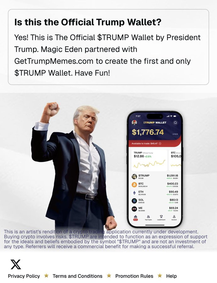 🚨 BREAKING: "Scoppia la Controversia: La Famiglia Trump Nega il Coinvolgimento nel Portafoglio $TRUMP, Ma Magic Eden Sostiene il Marchio Ufficiale"