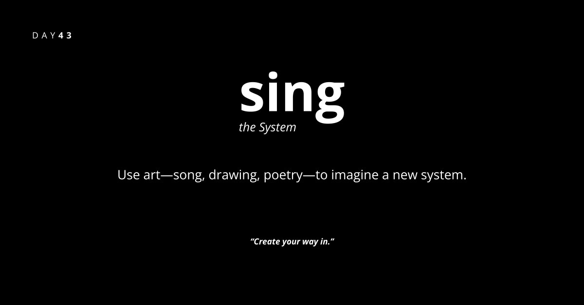 Earth_Ocean_All's tweet photo. use art—song, drawing, poetry—to imagine a new system.
how do we create our way into a better future?
day 43 · sing to the system
#EarthOceanAll #47ways #SingToTheSystem
#ArtForChange #CreativeFutures #EarthDay #WorldOceansDay https://t.co/QNyeSj07ZO