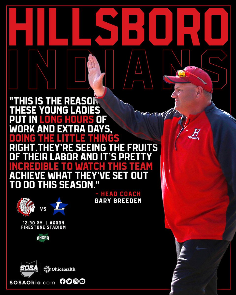 Southern Ohio Sports Authority (@sosaohio) on Twitter photo .<a href="/BoroLadyIndians/">Hillsboro Lady Indians Softball</a> will makes their first-ever Final 4 appearance tomorrow in Akron.
The Indians have a 12:30 p.m. contest, looking to author more school history.
You can follow live updates from Akron via <a href="/SirBrockNetter/">Brock A. Netter</a> and visit SOSAOhio.com for full details. .<a href="/BoroLadyIndians/">Hillsboro Lady Indians Softball</a> will makes their first-ever Final 4 appearance tomorrow in Akron.
The Indians have a 12:30 p.m. contest, looking to author more school history.
You can follow live updates from Akron via <a href="/SirBrockNetter/">Brock A. Netter</a> and visit SOSAOhio.com for full details.