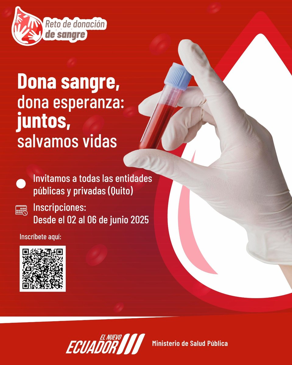 🎯 El reto está lanzado.

Empresas, instituciones, organizaciones: ¡es su momento de brillar! 🌟

Únanse al Reto de Donación y marquen la diferencia con propósito 💪. 

🩸 Con su aporte, no solo transforman vidas, también inspiran a toda una comunidad a actuar con solidaridad y