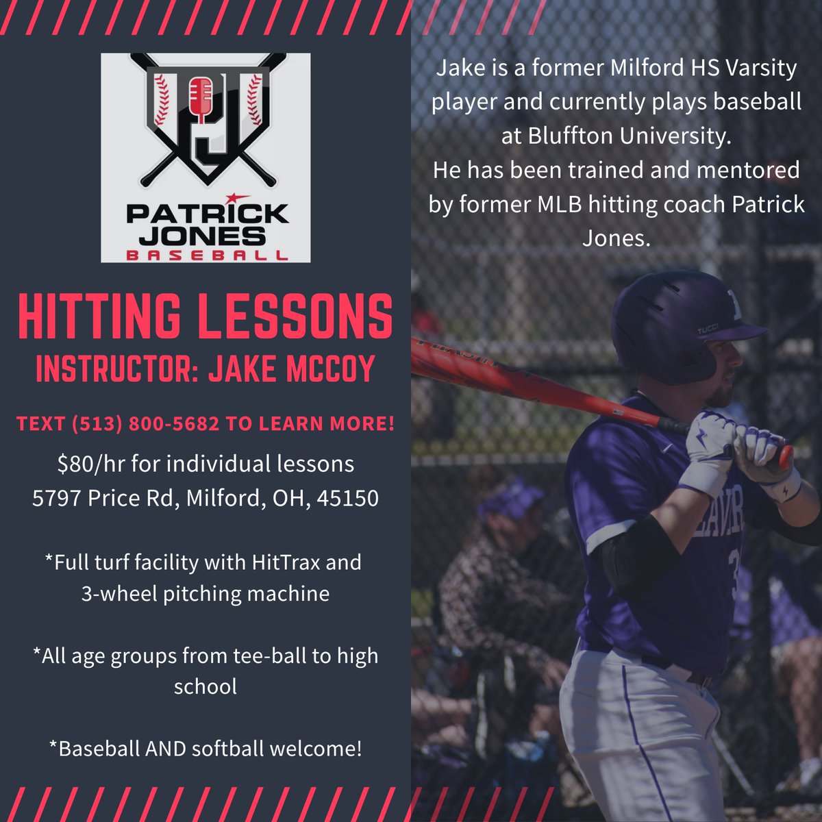 Jake McCoy (@jake_mccoy18) on Twitter photo So grateful and excited for the opportunity to represent <a href="/pjonesbaseball/">Patrick Jones</a>. Check out the flyer to learn more about hitting lessons! So grateful and excited for the opportunity to represent <a href="/pjonesbaseball/">Patrick Jones</a>. Check out the flyer to learn more about hitting lessons!