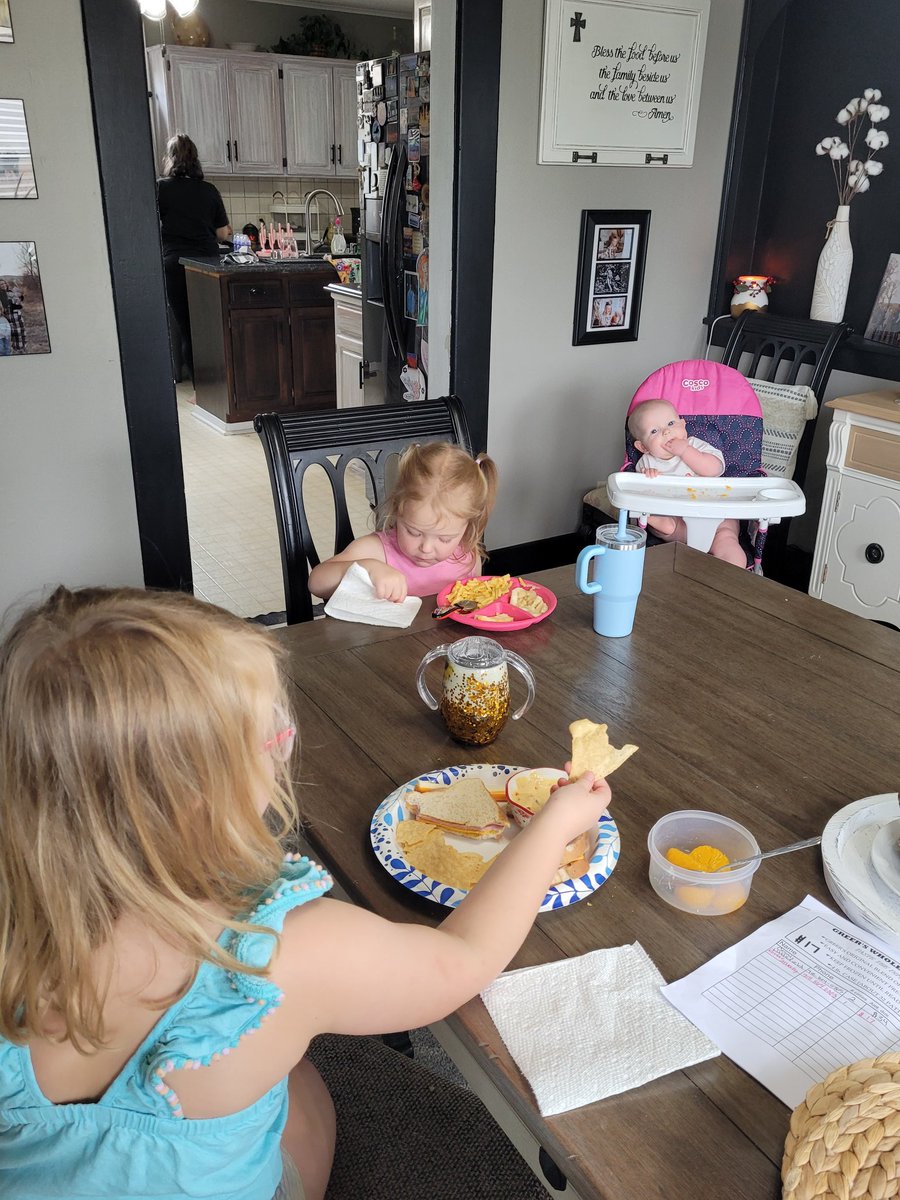 Oh the enjoyment in having 3 of the grands 2 days a week. But, they sure can wear us out.