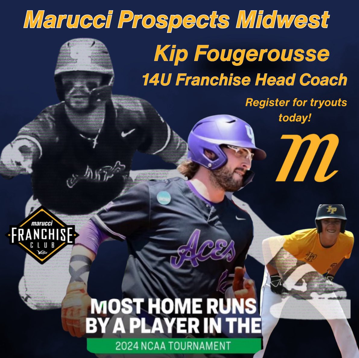 Thrilled to announce 2024 NCAA Regional Most Outstanding Player and University of Evansville record holder, Kip Fougerousse, as the 14u Franchise Head Coach and offseason instructor for the 2026 season!

marucciprospects.com/become-a-prosp…