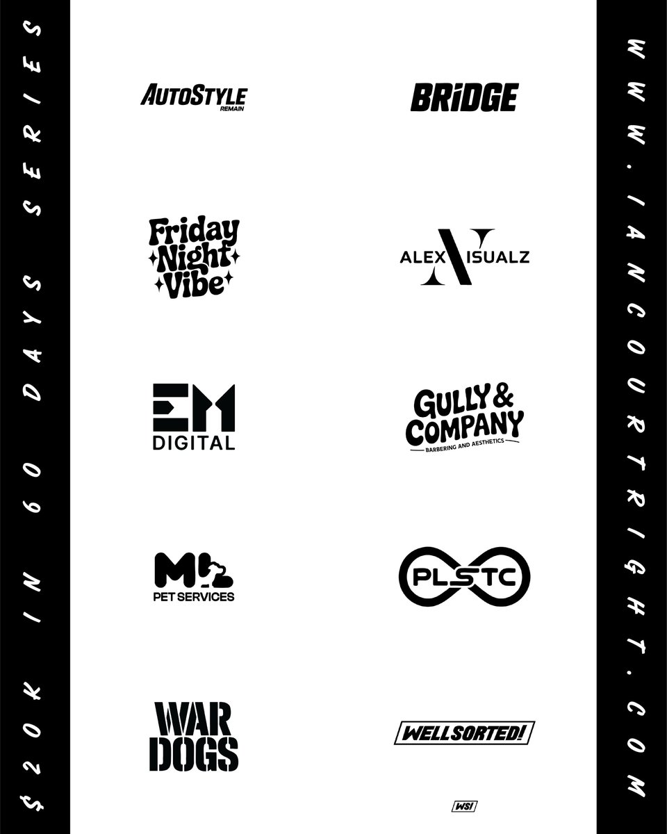 iancourtright's tweet photo. Already feeling the love on this new $20 logo thing and it means a lot.

📌 Venmo me $20 with a name of your choice (business, party, band, grandma's name, etc)→ I’ll send you back a clean custom wordmark logo.
💸 Venmo: @IanCourtright 

#20k60days https://t.co/yQFBx1hSRW