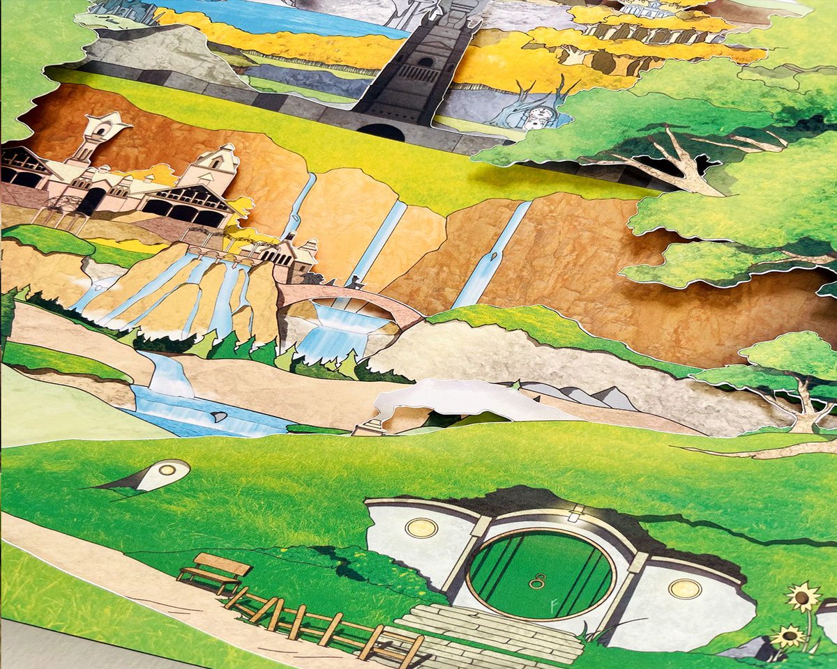 subconsciousrlm's tweet photo. This Middle Earth layered Shadowbox Artwork, features 15+ locations with hidden details from the beloved series. Journey through Middle Earth with this detailed artwork starting with the Shire and ending with Mordor!

#middleearth #middleearthart #lotr #lordoftherings https://t.co/8hLlISjsca
