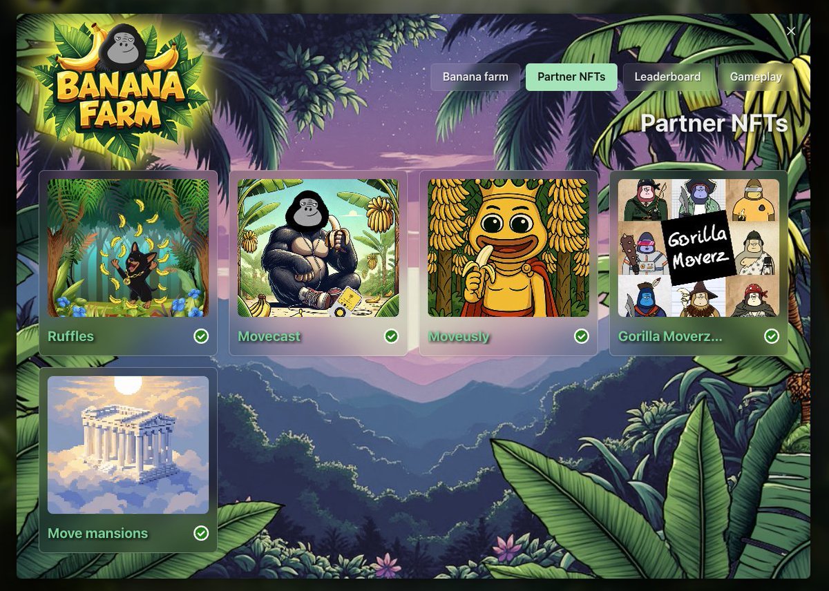 move_mansions's tweet image. move mansions been integrated as partner nft to: banana farm and Parthenon v2.
hold at least one mansion in your wallet and get a 10% boost in banana farm by @GorillaMoverz
move mansions collection is integrated as part of the legit collections to Parthenon v2.
more to come.