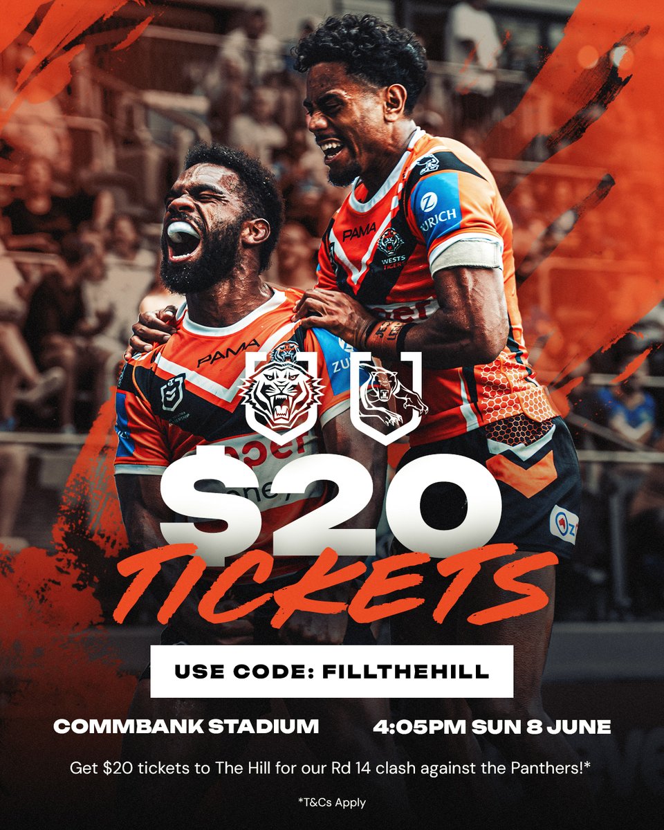 WestsTigers's tweet photo. Be ready for the rumble, for only $20 💥 Limited time offer 🙌 https://t.co/1U2lw0V5Jm

#OneJungle 🐯 https://t.co/aDG4llDtRk