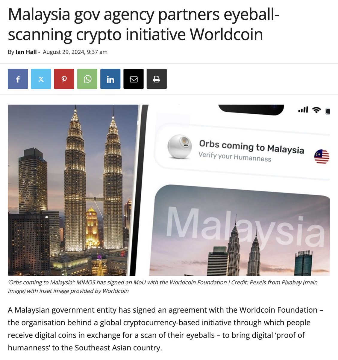 🇲🇾 Malaysia is integrating <a href="/worldcoin/">World</a> $WLD