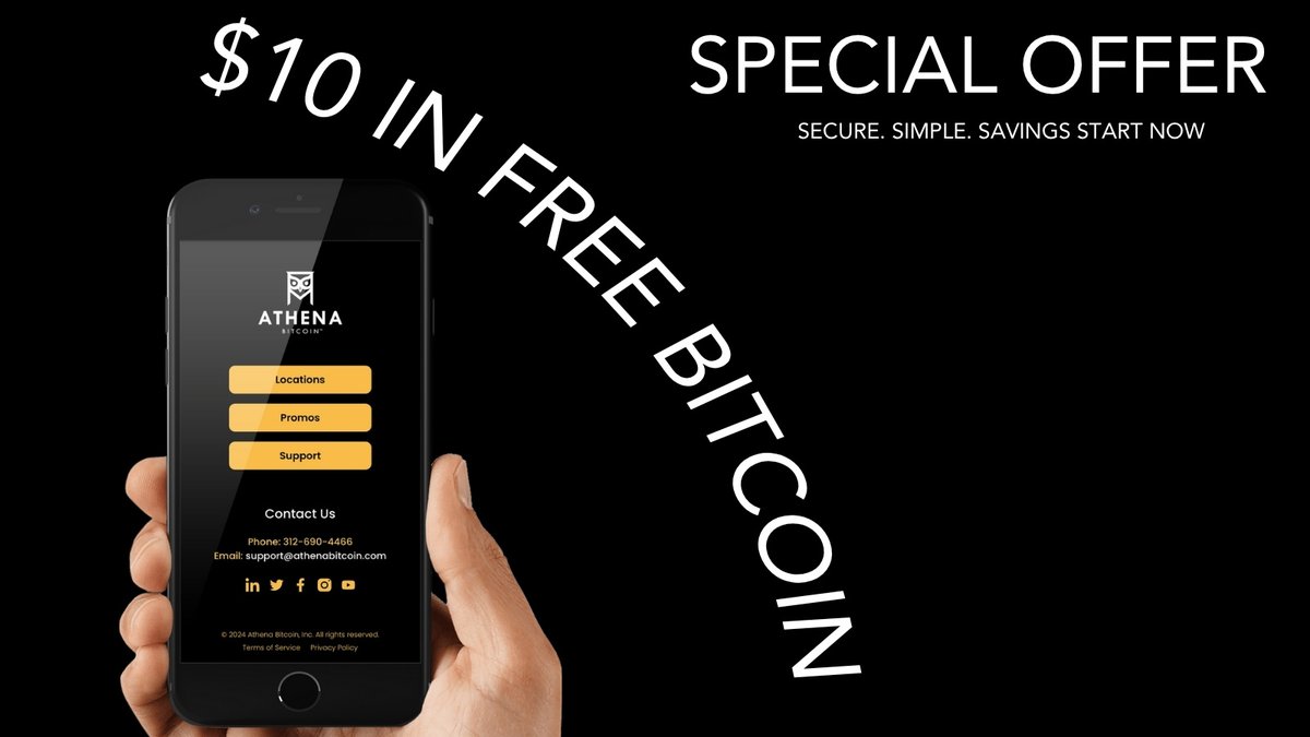 $10 in BTC waiting for you 🚀 Use the Athena App + spend $100 at an ATM  Fast. Safe. Simple. #BitcoinATM#AthenaBitcoin