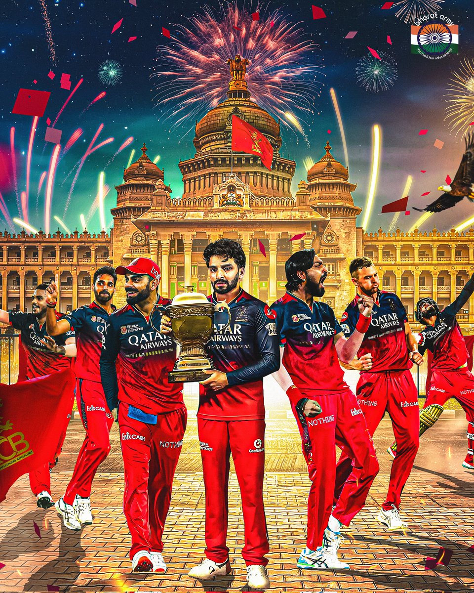 thebharatarmy's tweet photo. RCB - THE CHAMPIONS OF IPL 2025 

#ipl2025 #rcbfans #rcbwin #rcbvspkbs #bharatarmy https://t.co/Bgzh63kbQa