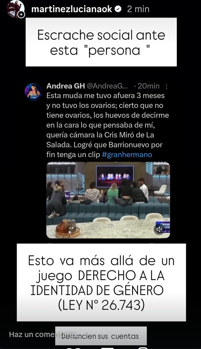 EspiandoOficial's tweet photo. ÚLTIMO MINUTO ‼️

Desde la cuenta oficial de Luciana de Instagram público uns historia sobre el polémico tweet de Andrea en contra de Luciana 👀

#GranHermano https://t.co/rN0ar6UUoE