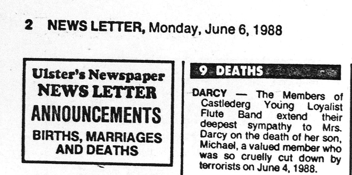 OnThisDayPIRA's tweet photo. #OnThisDay in 1988 the IRA murdered Michael Darcy, Castlederg #OTD  “those who gave info about his movements, enabling him to be set up as a target.. are as guilty.." Minister. Gun used found near J Connolly, IRA who blew himself up planting bomb under work colleague`s van 5/2/89 https://t.co/ovVgZ3NO8b