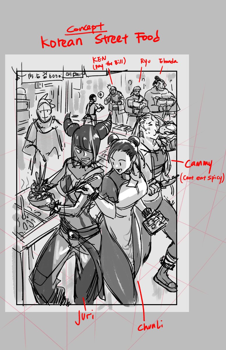 FungKinChew's tweet image. Sketch &amp;gt; Final .  Street Fighters x Street Food