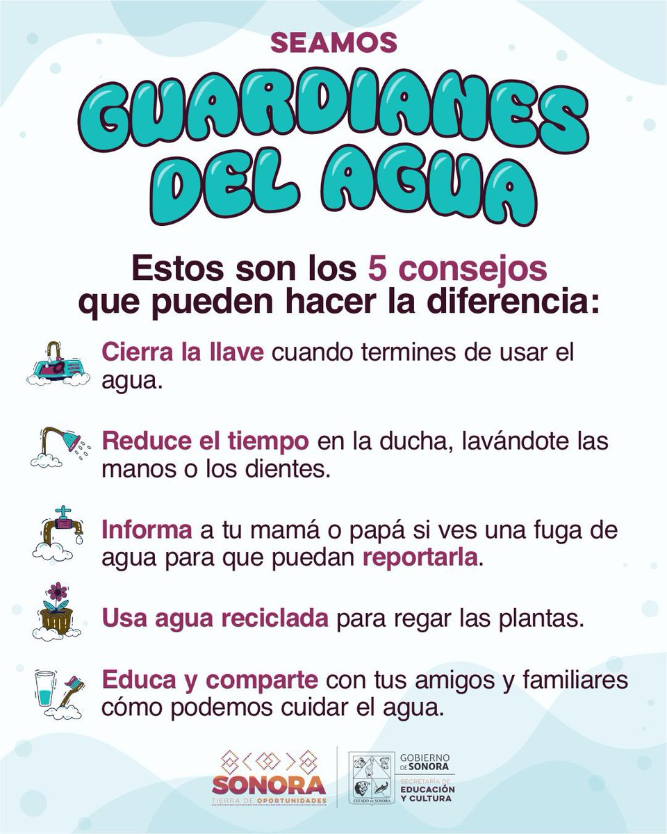 ¡Seamos #GuardianesDelAgua! 💧✨

🟠 Con estos 5 sencillos consejos, ¡juntos podemos marcar la diferencia!