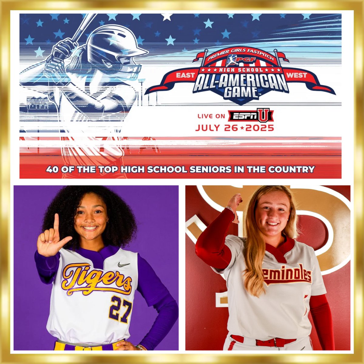 TeamNCHinde's tweet image. Congrats to @LSUsoftball signee @ApplingGradie &amp;amp; @FSU_Softball signee @anna_hinde for being selected as @PGFnetwork All-Americans! They will join some of their future teammates representing the East live on @ESPNU on July 26th in Irvine, CA! #PlayPGF #PGFAllAmerican #TeamNC