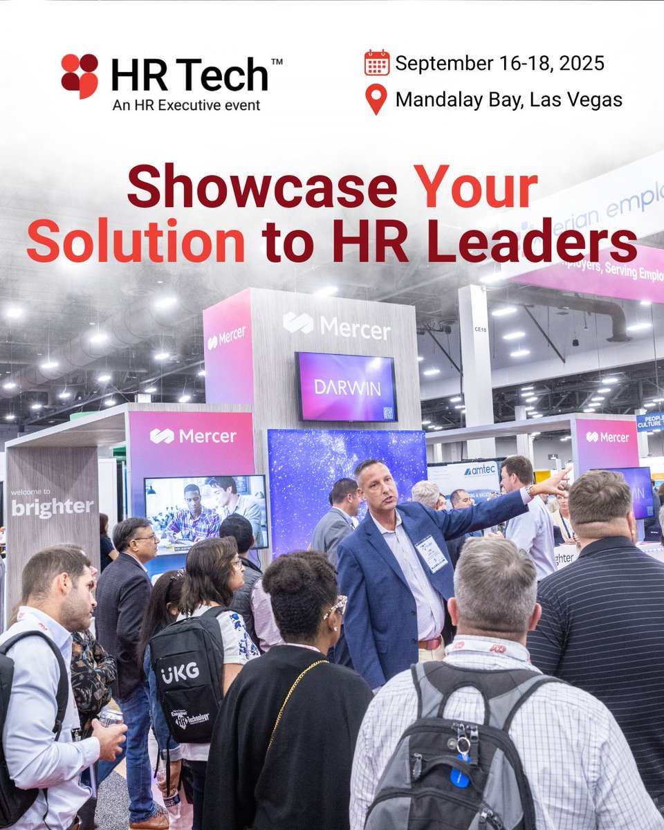 The people you want to reach will be at HR Tech 2025! 📣 
HR leaders &amp; IT execs with clear goals are ready to buy. 
👉 Ready to make your mark? Download the Exhibitor Guide &amp; secure your booth now! bit.ly/3YxXLbj 
#HRTech2025 #Exhibit