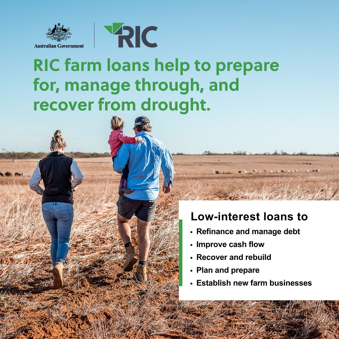 🌱 RIC is here to strengthen Australian farmers.
Use our low-interest loans to:
🔁 Refinance and manage debt
💸 Improve cash flow
 🛠️Recover and rebuild
📈 Plan and prepare for what’s next
Explore your options and learn more about your eligibility, visit bit.ly/43g0SaM