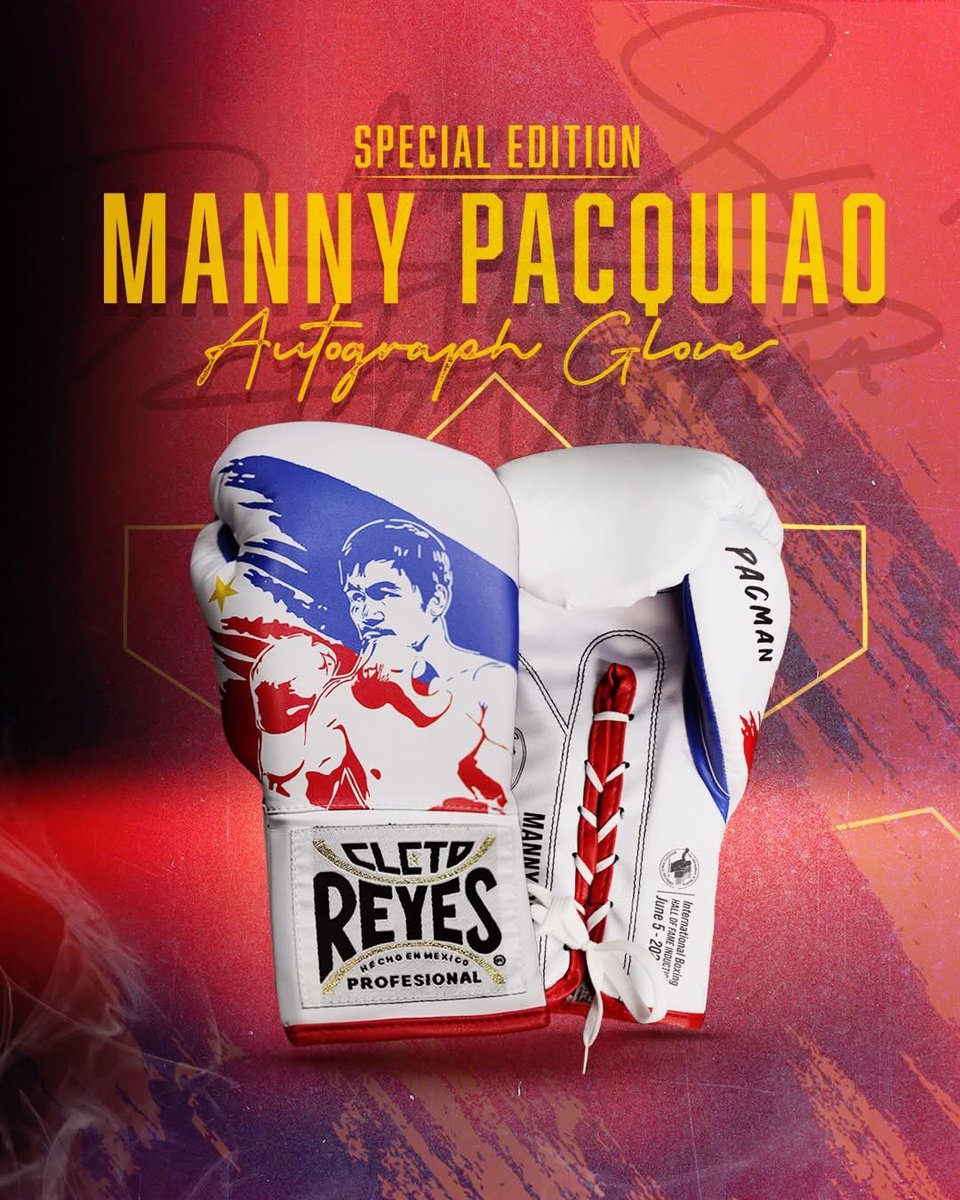 🥊 Manny Pacquiao x Cleto Reyes – Special Edition 🥊
Celebrate the legacy of the only 8-division world champion with this collector’s autograph glove. Designed like our pro gloves, made to display — not to train.
cletoreyesshop.com/product/cleto-…

*Exclusive sale in our online stores